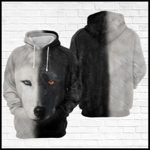 Wolf Black And White 3D Printed Hoodie/Zipper Hoodie