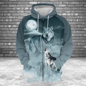 Wolf Cool Night 3D Printed Hoodie/Zipper Hoodie