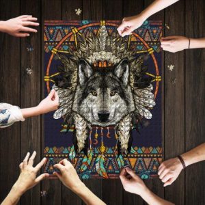 Wolf Dreamcatcher Native America Jigsaw Puzzle Set
