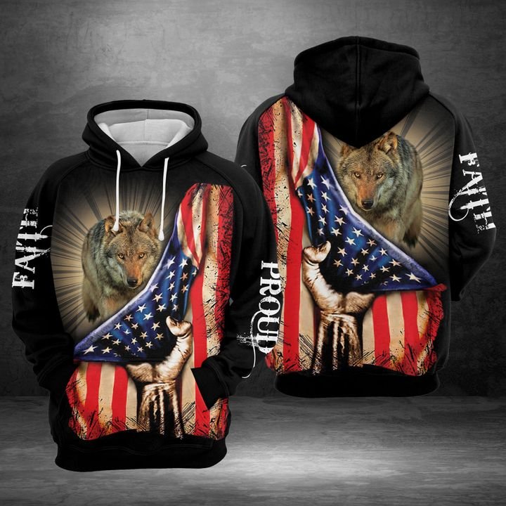 Wolf Faith And Proud 3D Printed Hoodie/Zipper Hoodie Wolf Faith And Proud 3D Printed Hoodie/Zipper Hoodie