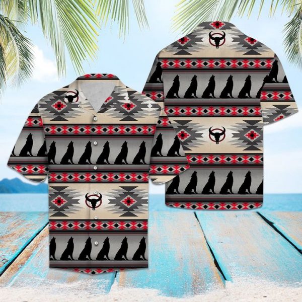 Wolf Native Pattern Hawaiian Shirt Summer Button Up