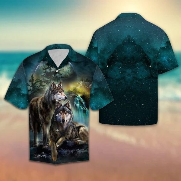 Wolf Night Hawaiian Shirt Summer Button Up