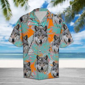 Wolf Tropical Pattern Hawaiian Shirt Summer Button Up