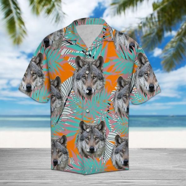Wolf Tropical Pattern Hawaiian Shirt Summer Button Up