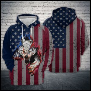 Wolf Us Flag 3D Printed Hoodie/Zipper Hoodie