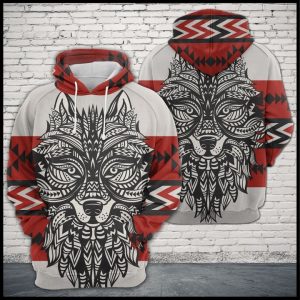 Wolf Zentangle Native Pattern 3D Printed Hoodie/Zipper Hoodie