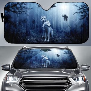 Wolves Forest Night Car Auto Sun Shade
