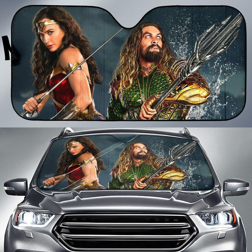 Wonder Woman And Aquaman Car Auto Sun Shade Wonder Woman And Aquaman Car Auto Sun Shade