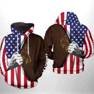 Wyoming Cowboys NCAA US Flag 3D Printed Hoodie/Zipper Hoodie