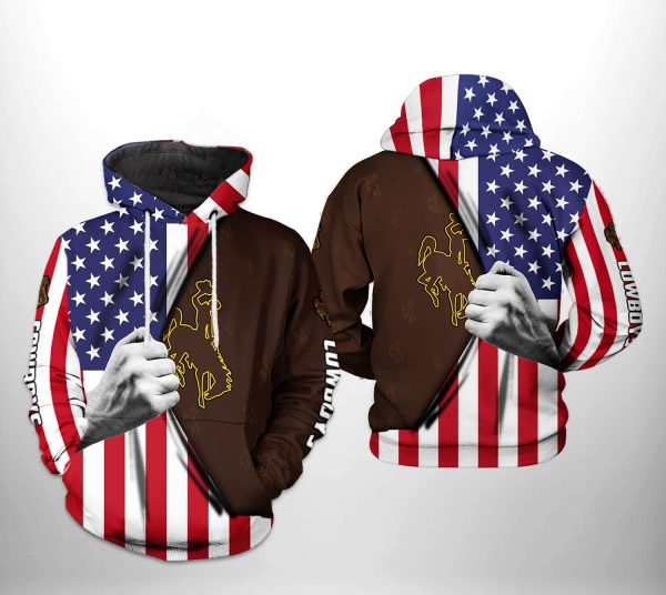 Wyoming Cowboys NCAA US Flag 3D Printed Hoodie/Zipper Hoodie