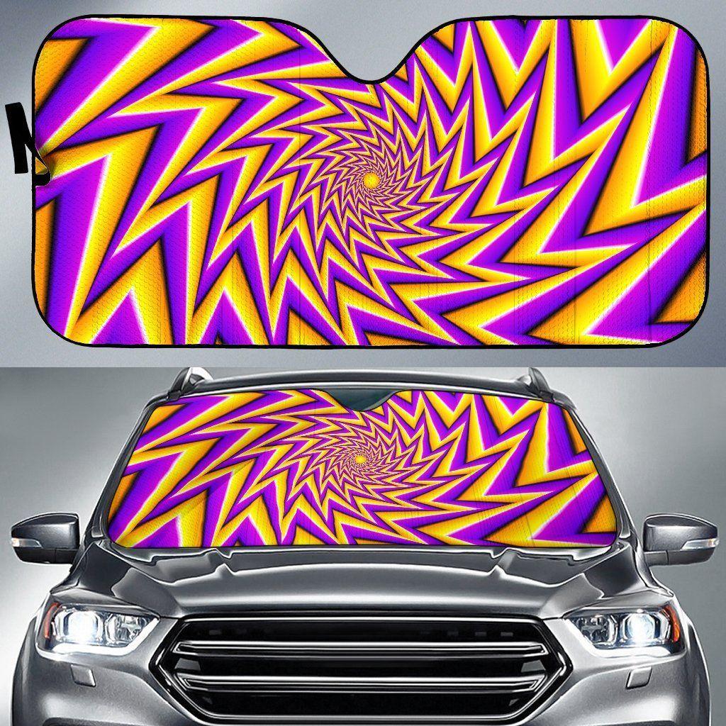 Yellow Big Bang Moving Optical Illusion Car Auto Sun Shade Yellow Big Bang Moving Optical Illusion Car Auto Sun Shade