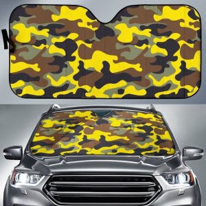 Yellow Brown And Black Camouflage Car Auto Sun Shade