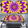 Yellow Flower Moving Optical Illusion Car Auto Sun Shade