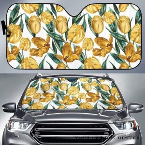 Yellow Tulips Pattern Car Auto Sun Shade