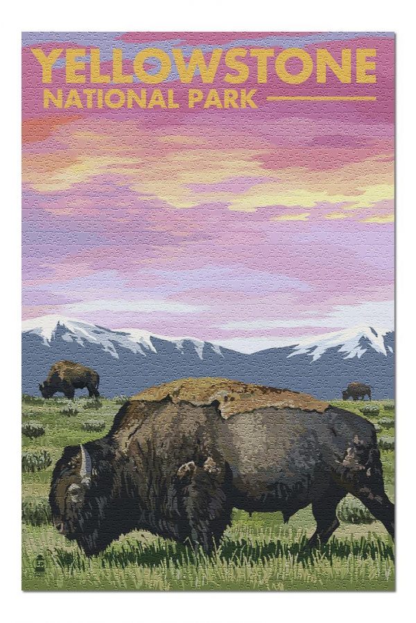Yellowstone National Park Bison And Sunset Jigsaw Puzzle Set