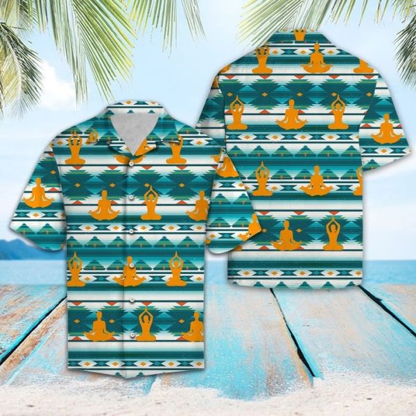 Yoga Pattern Hawaiian Shirt Summer Button Up