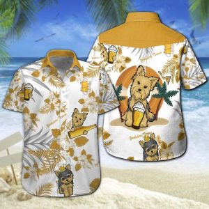 Yorkshire Terrier Beer Hawaiian Shirt Summer Button Up