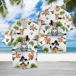Yorkshire Terrier Vacation Hawaiian Shirt Summer Button Up