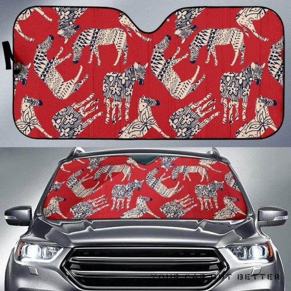 Zebra Abstract Red Car Auto Sun Shade