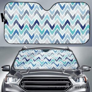 Zigzag Chevron Blue Pattern Car Auto Sun Shade