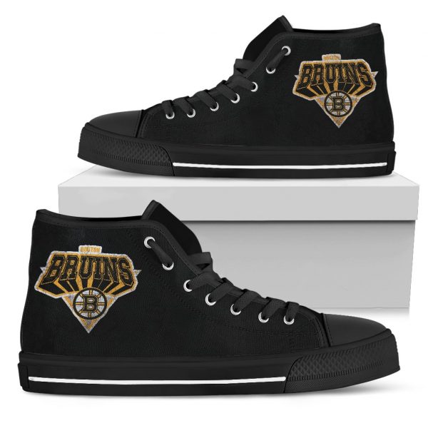 3D Simple Logo Boston Bruins High Top Shoes