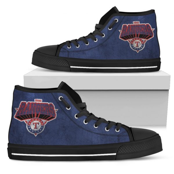 3D Simple Logo Texas Rangers High Top Shoes