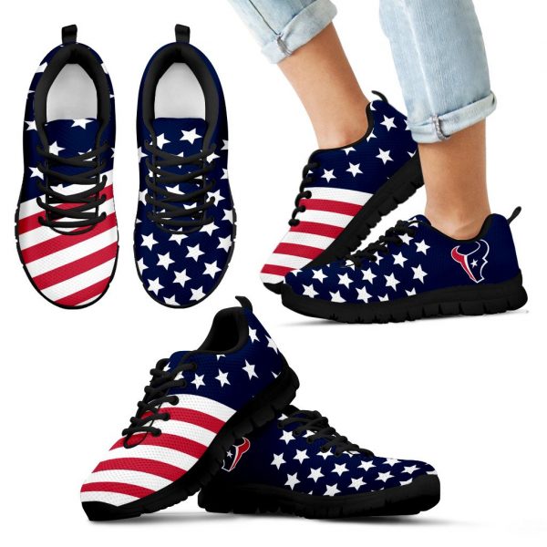 America Flag Full Stars Stripes Houston Texans Sneakers