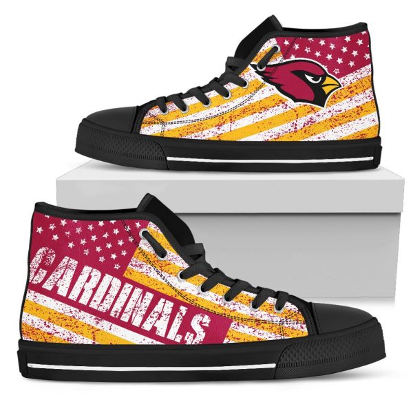 America Flag Italic Vintage Style Arizona Cardinals  High Top Shoes