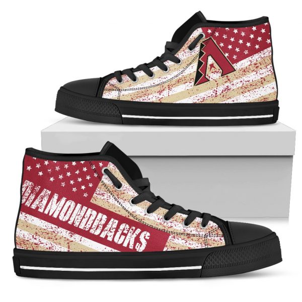 America Flag Italic Vintage Style Arizona Diamondbacks High Top Shoes