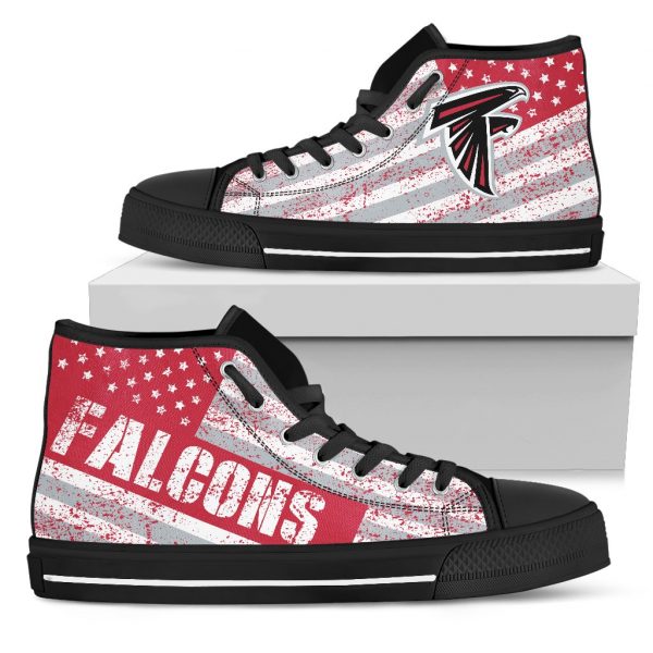 America Flag Italic Vintage Style Atlanta Falcons High Top Shoes