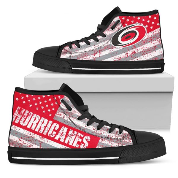 America Flag Italic Vintage Style Carolina Hurricanes High Top Shoes