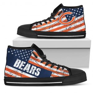 America Flag Italic Vintage Style Chicago Bears High Top Shoes