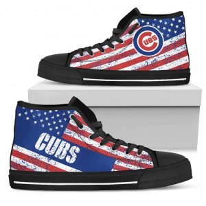 America Flag Italic Vintage Style Chicago Cubs High Top Shoes