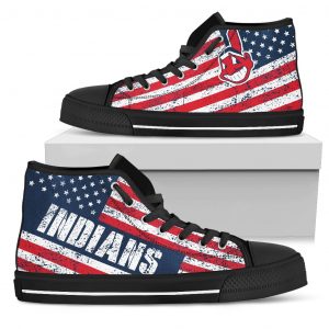 America Flag Italic Vintage Style Cleveland Indians High Top Shoes