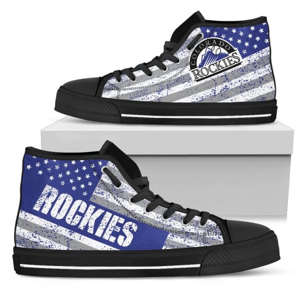 America Flag Italic Vintage Style Colorado Rockies High Top Shoes