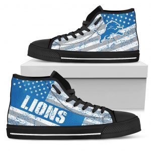 America Flag Italic Vintage Style Detroit Lions High Top Shoes