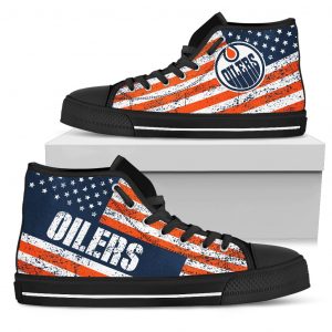 America Flag Italic Vintage Style Edmonton Oilers High Top Shoes