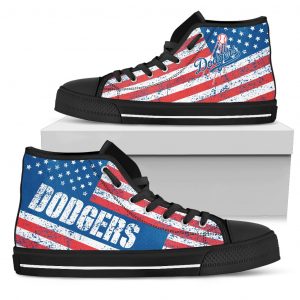 America Flag Italic Vintage Style Los Angeles Dodgers High Top Shoes