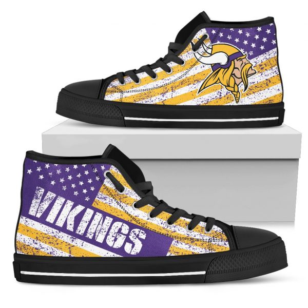 America Flag Italic Vintage Style Minnesota Vikings High Top Shoes