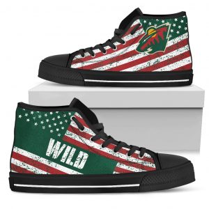 America Flag Italic Vintage Style Minnesota Wild High Top Shoes