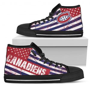 America Flag Italic Vintage Style Montreal Canadiens High Top Shoes