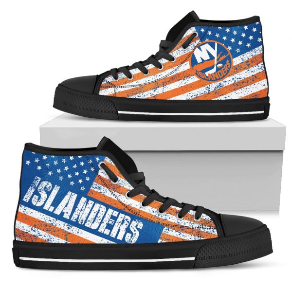 America Flag Italic Vintage Style New York Islanders High Top Shoes