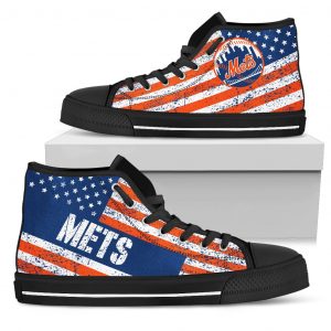 America Flag Italic Vintage Style New York Mets High Top Shoes