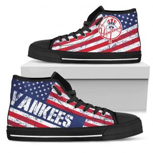 America Flag Italic Vintage Style New York Yankees High Top Shoes