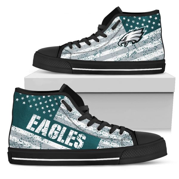 America Flag Italic Vintage Style Philadelphia Eagles High Top Shoes