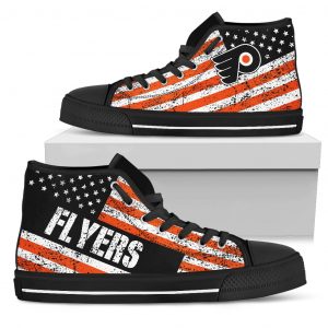 America Flag Italic Vintage Style Philadelphia Flyers High Top Shoes