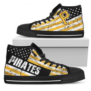America Flag Italic Vintage Style Pittsburgh Pirates High Top Shoes