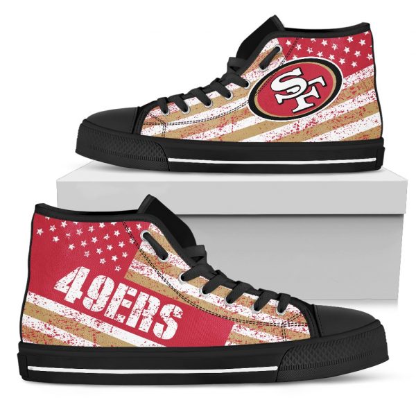 America Flag Italic Vintage Style San Francisco 49ers High Top Shoes