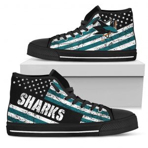 America Flag Italic Vintage Style San Jose Sharks High Top Shoes
