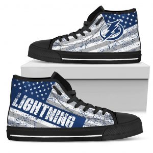 America Flag Italic Vintage Style Tampa Bay Lightning High Top Shoes